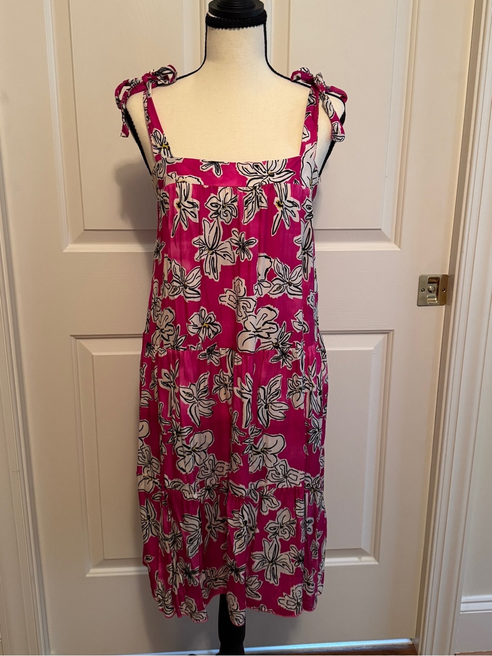 FRNCH Reina Viola Sundress Size L Tiers Pink Floral Italy